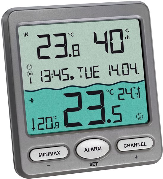 TFA Dostmann VENICE Funk-Pool-Thermometer 30.3056.10 Zwembadthermometer Antraciet