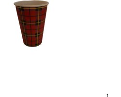 1000 stuks 7oz/180ml, Koffiebekers to go (extra stevig) koffiebeker karton 'schotse ruit' Drinkbeker - Koffiebeker - Kartonnen Beker, Kartonnen Beker - Wegwerpbeker - Papieren Beker - Topkwaliteit - Lekvrij !