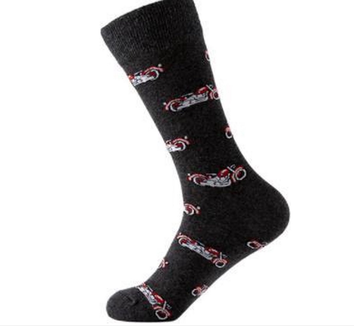 Sokken heren - mannen - grijs - leuke print motorfiets / motor - 40 - 46 - cadeau voor hem - Kerstcadeau - vaderdag cadeau - verjaardagscadeau - geschenkl - gift