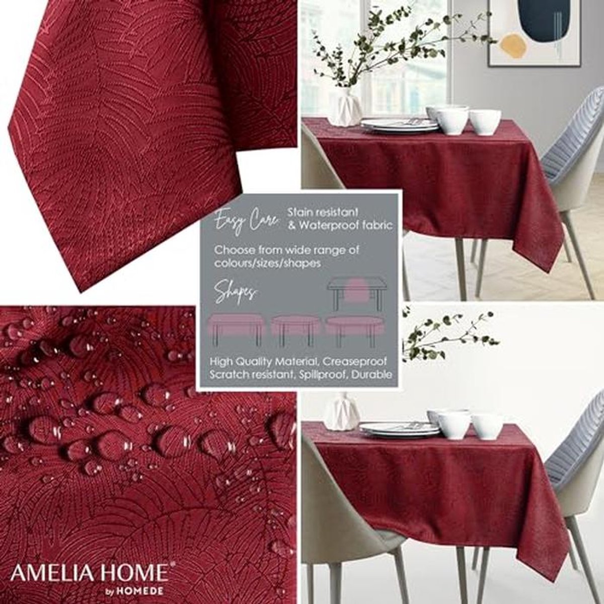 Waterafstotend Tafelkleed met Lotuseffect - 120x160 cm - Bordeaux