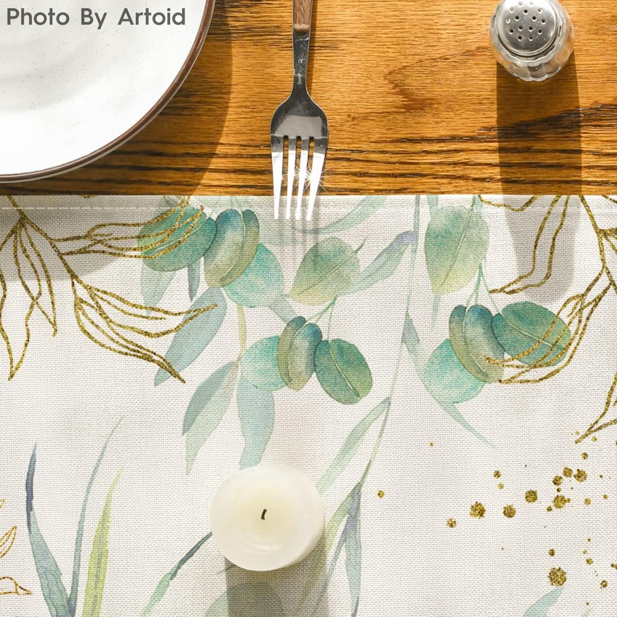 Tafelloper Eucalyptus Groen - Decoratie voor Bruiloft, Feest en Keuken - 40 x 140 cm