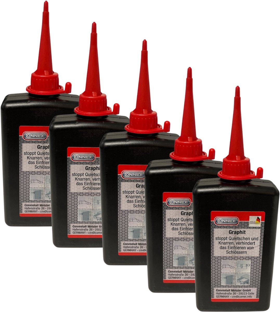 Connex Grafietpoeder - Smeermiddel voor sloten - 5x 100ml - COX591133 (Voordeelverpakking)