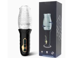 Elektrische Masturbator voor Mannen – Pocket Pussy – Vibratie & Zuigfunctie – USB-C Oplaadbaar – Zwart