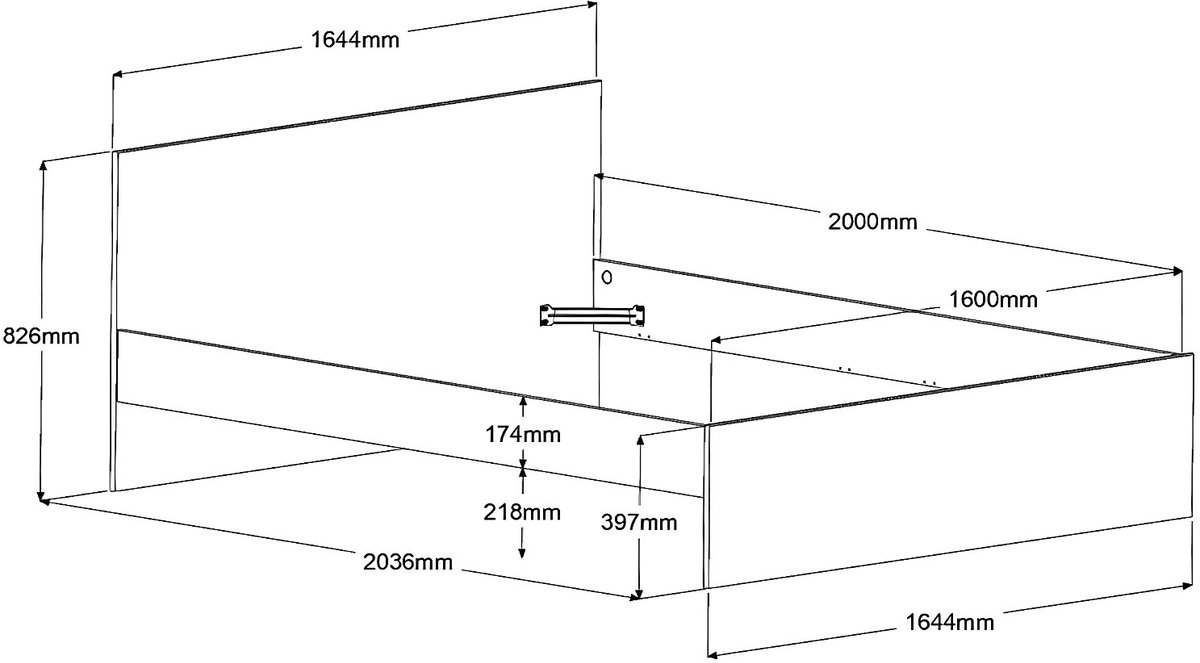 Vente-unique Bedframe hout natuurlijk licht, wit 160 x 200 cm