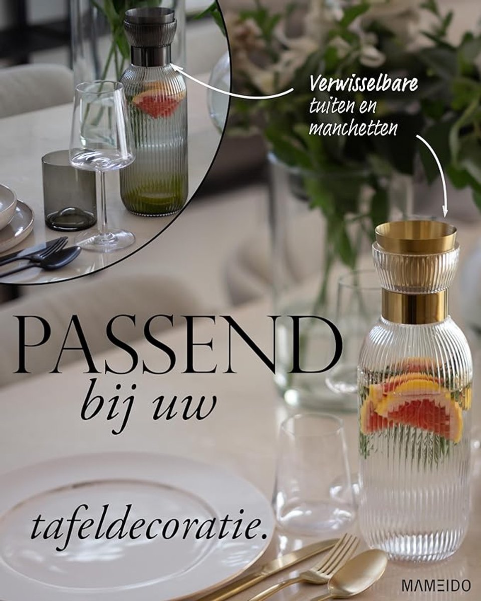 Crystal Gold Prestige Waterkaraf – 1L -perfect als cadeaumodel.
