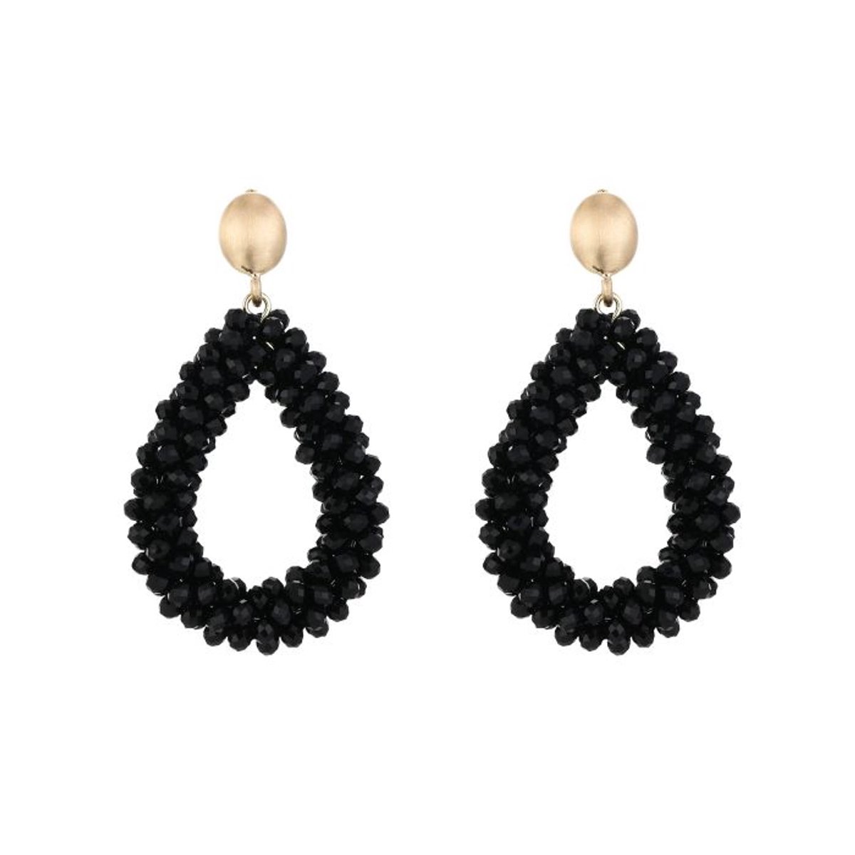 Oorbellen Crystal Drop [L] - Party - Feestdagen - Kralen - Crystal Beads - Cadeau - Zwart - Dames oorbellen - Statement oorbellen - Stainless steel - Dames cadeau - Kerst cadeau - Sinterklaas - Valentijn - Moederdag