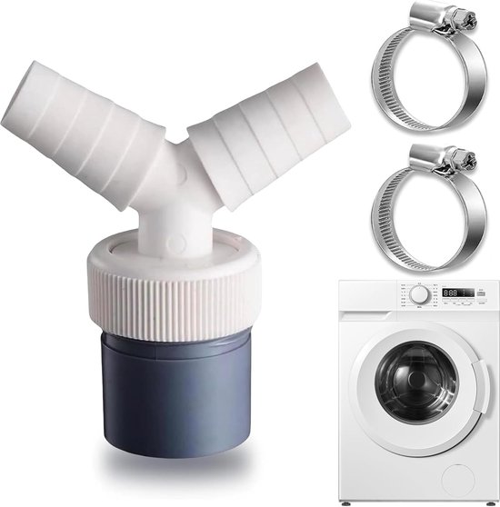 Aaram Dubbele aansluiting voor wasmachine, vaatwasser 1 inch - Y-adapter voor slang met ingangsaansluiting van 19-24 mm en afvoer DN 25 -buis