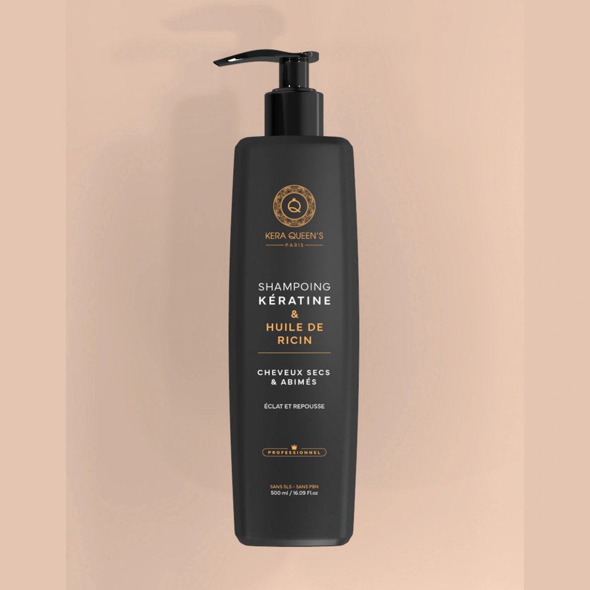Kera Queens | professionele Shampoo met Keratin & Castor Oil - voor droog/beschadigd haar - 500ml - Vegan