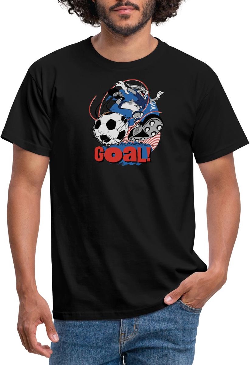 Looney Tunes Bugs Bunny Voetbal Ontwerp Goal! T-Shirt Heren