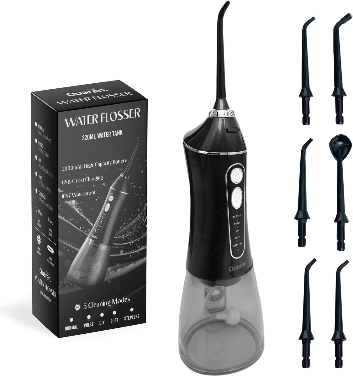 Quaran Waterflosser - Monddouche - Elektrische Tandenflosser - Flosapparaat - Tongreiniger - Draadloos Oplaadbaar