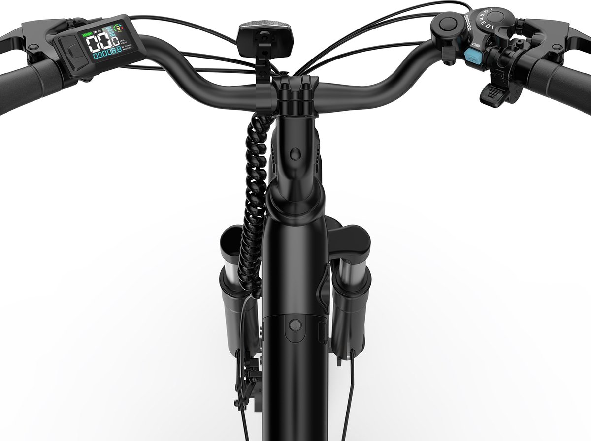 Elektrische fiets - Actieradius 80km - Verwijderbare batterij 48V10.4Ah - Motor 250W - Shimano 7 versnellingen - 26 Inch City Commuter EBike - Zwart thumbnail 2