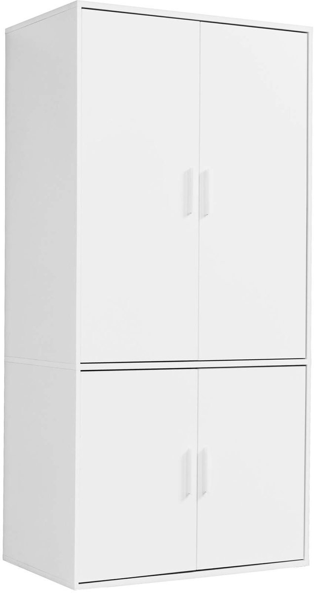 mokebo Kledingkast (90x187 cm) van hout 4 deuren & vakken 'Der Grenzenlose' modulaire slaapkamerkast, garderobekast, halkast, draaideurkast of kast in Zwart