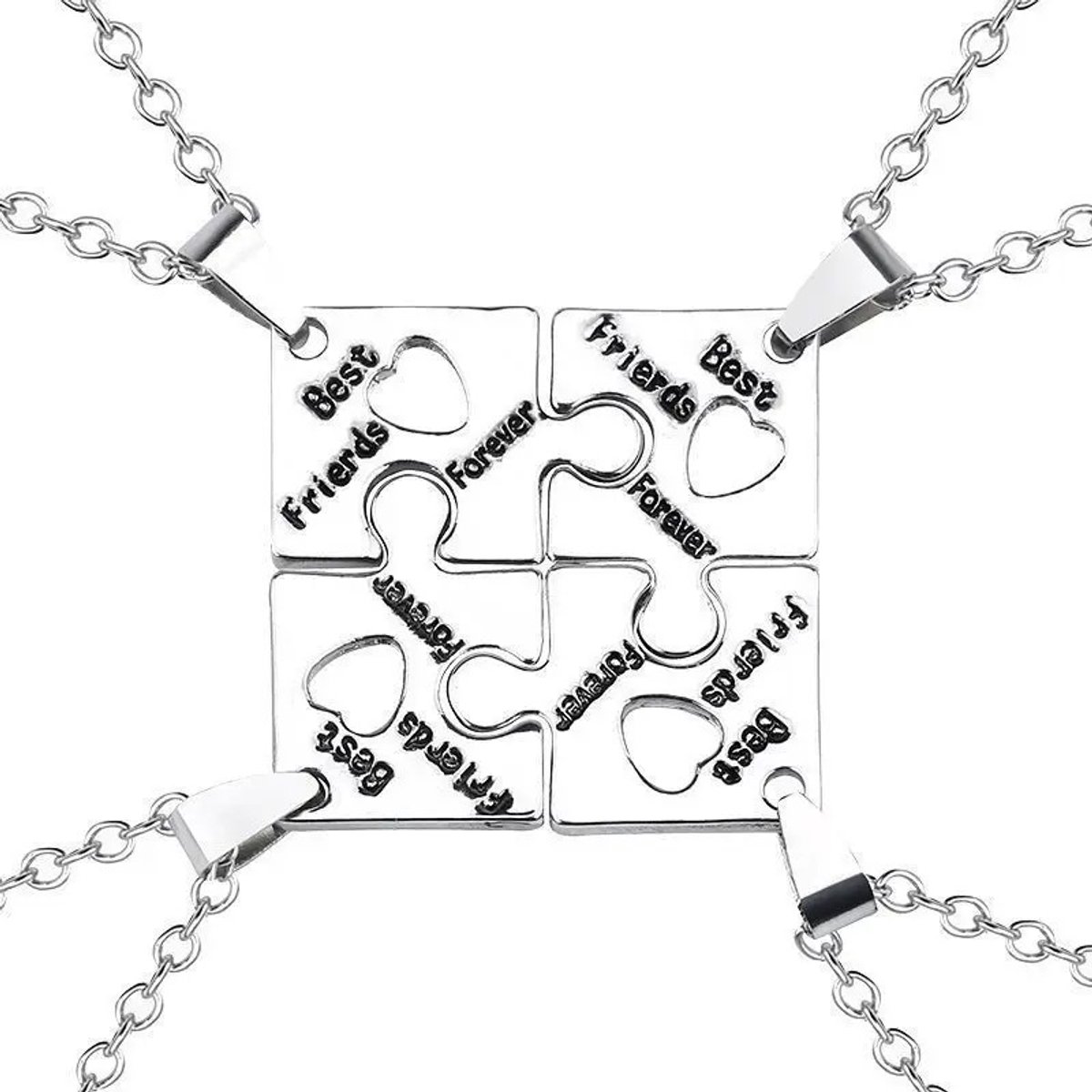 BFF Ketting Voor 4 - Vriendschapsketting Puzzel Hartjes - Best Friends Ketting - Kasey
