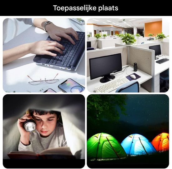 Dussdote Nachtlampje - USB-lampje - Leeslampje - Mini - voor laptops - Zwart van Merkloos — afbeelding 4
