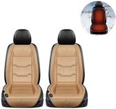 KZQ Autostoel Verwarming Warmtekussen Stoelverwarmer 12V 24V Universele Autostoel Bekleding Met Temperatuurregeling Zachte Imitatie Kasjmier Hoes 2 Stuks Beige