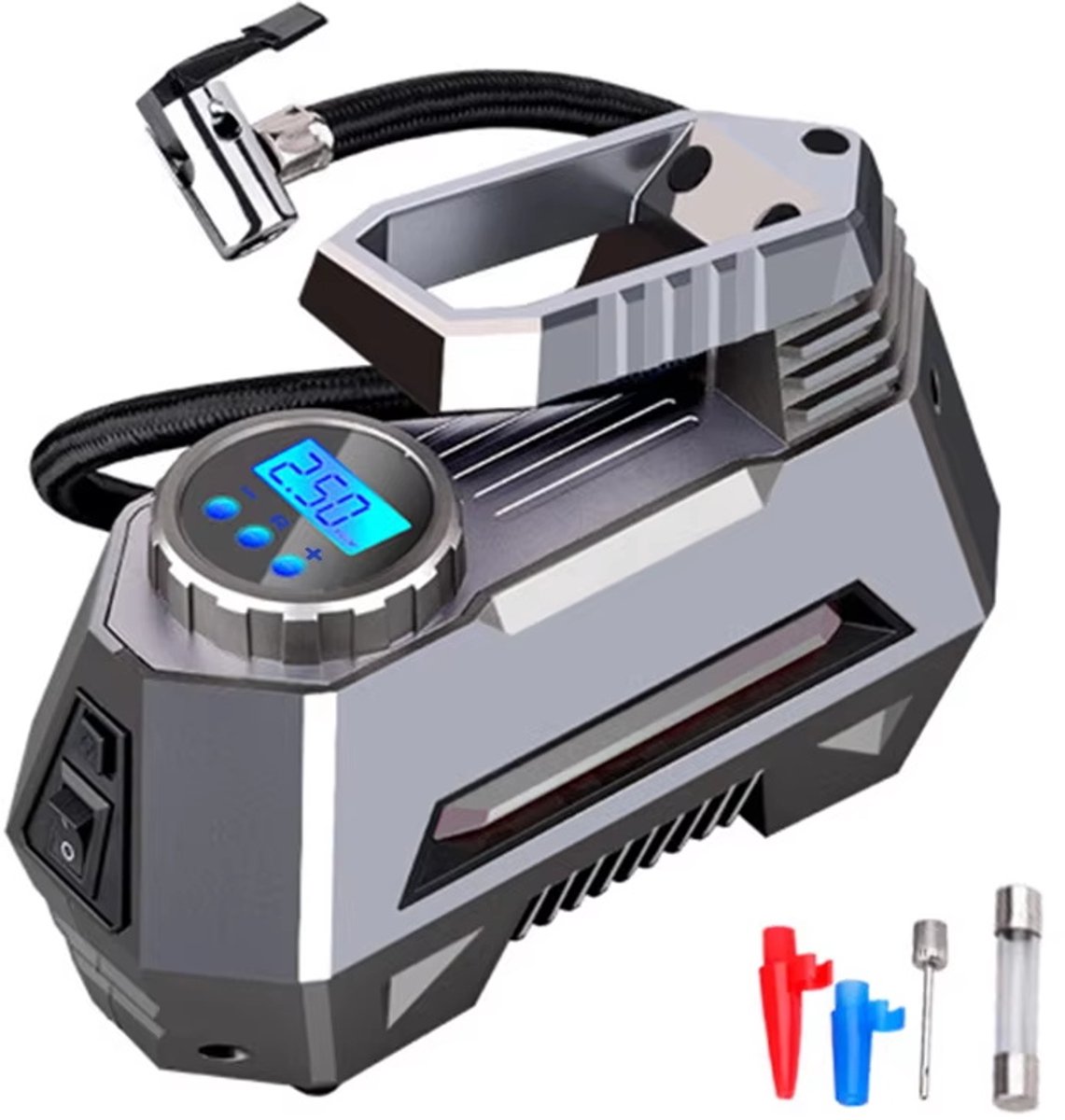 Draagbare Bandenpomp 12V - Luchtpomp - Autopomp - Lucht Compressor - Elektrisch - Voor Auto & Motor - Digitaal Scherm - 150PSI - heldere noodzaklamp - Sinterklaas cadeau auto
