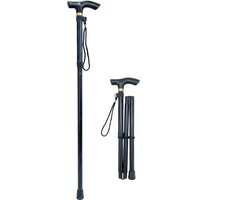 Wandelstok - Opvouwbaar - Wandelstok Verstelbaar - Polsbandje - Ergonomisch Handvat - Loopstok - Zwart