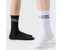 Sokken Heren & Dames - 2 paar - Cadeaus voor je vriend - Rekbaar Unisex Model - Kwalitatief & Comfortabel - cadeaus voor vriendjes, verjaardags-, kerst- en Valentijnscadeaus voor hem - Geschikt voor Casual, Business, Sport en Vrije Tijd - zwart/wit