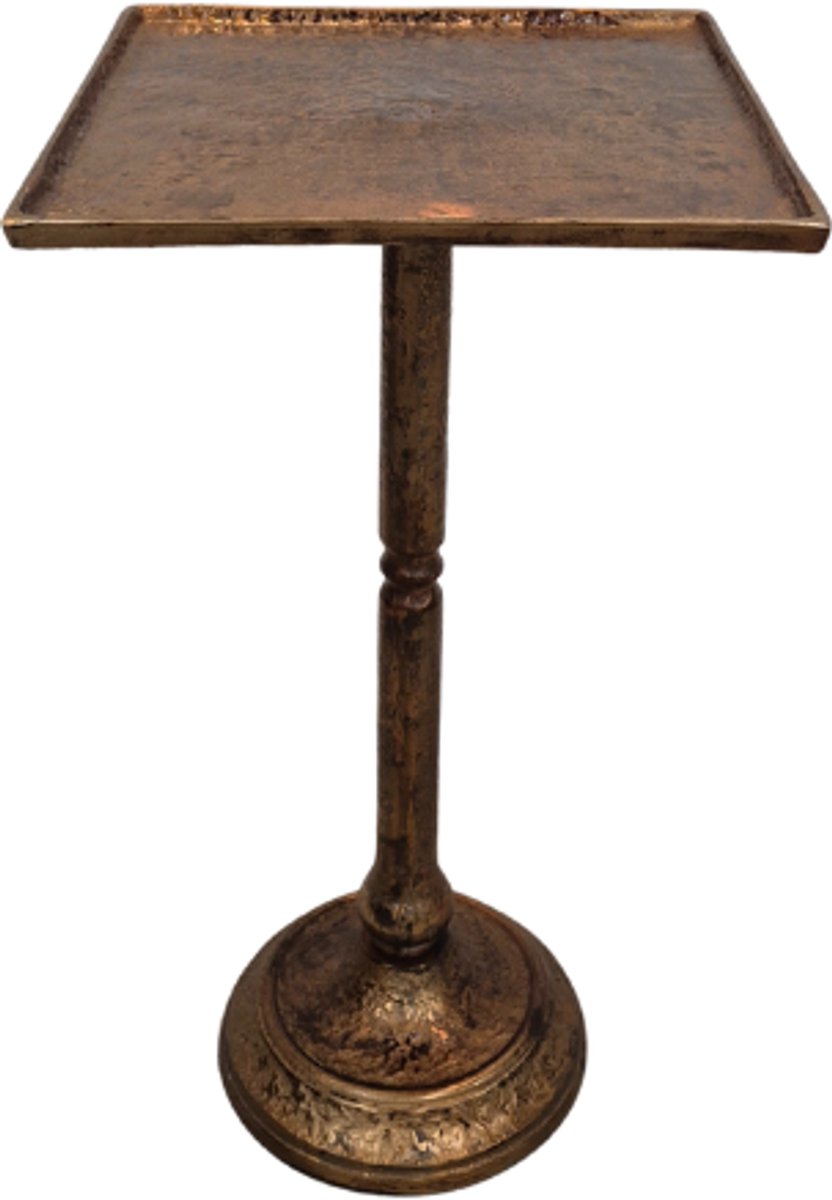 Deco4yourhome® - Bijzettafel - Vierkant - Aluminium - Bank Tafeltje - Tafel - 33cm - Antiek Goud - Gold