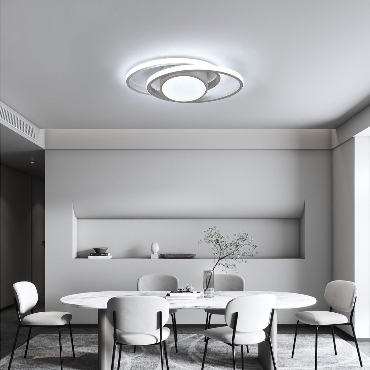Plafonnier LED rond design moderne - Intensité et lumière variables (3000K-6500K) - 39W - Avec télécommande - Blanc - Pour salon, chambre et cuisine