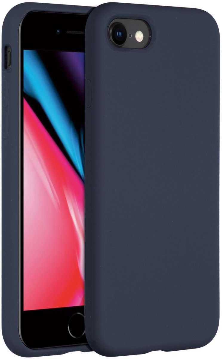 iPhone 8 Hoesje Siliconen - iPhone 7 Hoesje - iPhone SE (2020) Hoesje - iPhone SE (2022) Hoesje - Accezz Liquid Silicone Backcover - Blauw