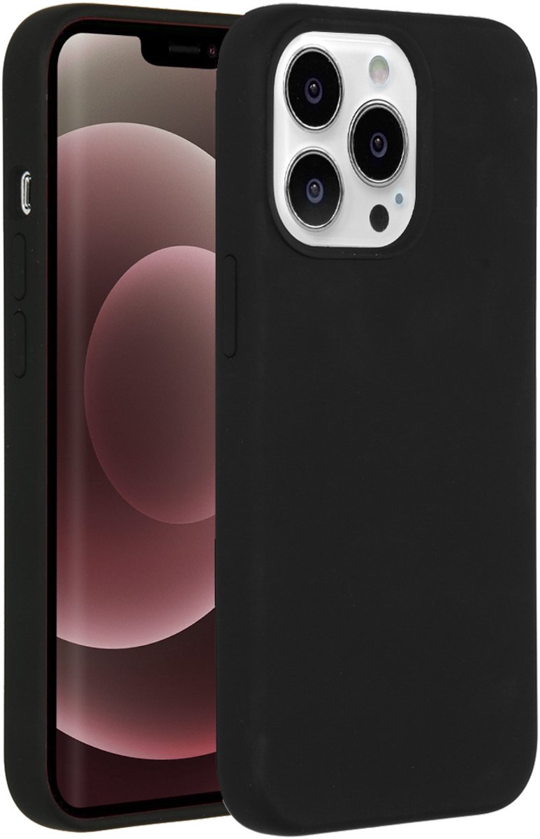 Accezz Liquid Silicone Backcover voor de iPhone 13 Pro Max hoesje - Zwart