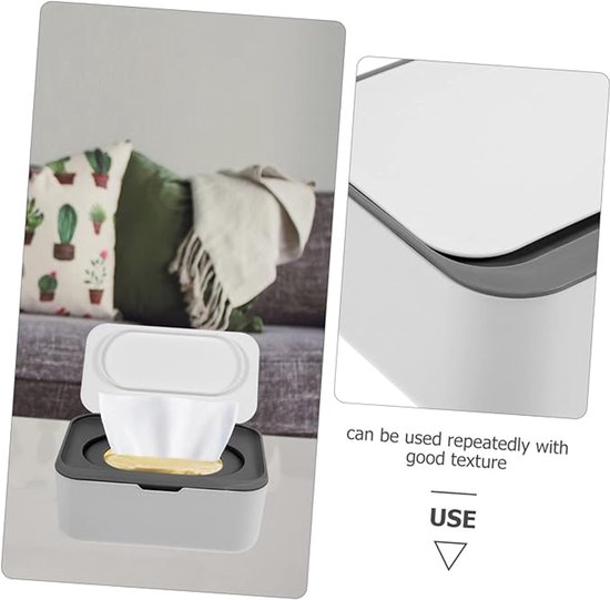 Vochtige doekjes dispenser - Wipe box - Vochtig Toiletpapier Houder- Vochtige doekjes opbergdoos - doos voor nat toiletpapier - voor thuis en op kantoor - 1 stuk-Witgrijs — afbeelding 4