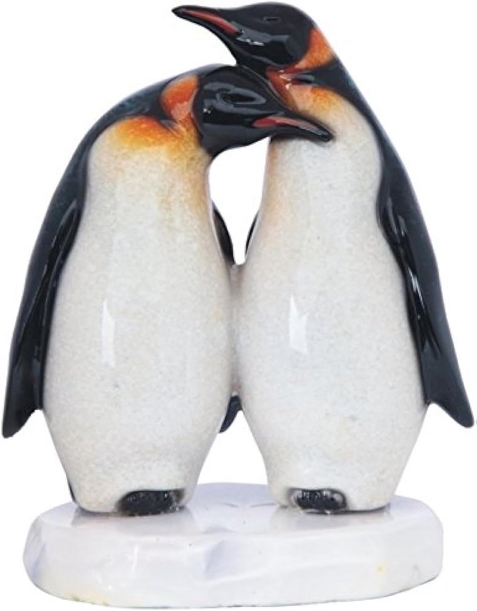 Pinguïn Beeldje Paar - Dieren Decoratie - Huis Aankleden - Gedetailleerd Vakmanschap - 65 Inch Hoog - Geschilderd