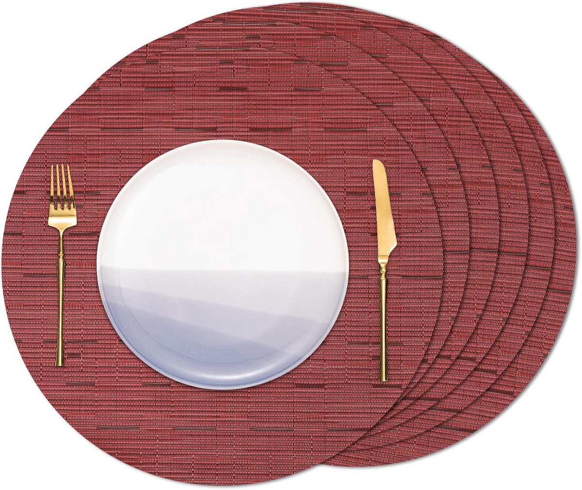 Wasbare Placemats PVC Set 6 Antislip 38 cm