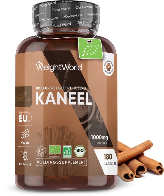 WeightWorld Biologische Ceylon Kaneel capsules - 1000 mg - 100% puur kaneelpoeder - 3 maanden voorraad - Gemaakt in de Europese Unie