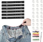 6 Stuks - Verstelbare Elastische Riem Vintage - Broekverkleiner - Elastische riemen - Kwaliteitsriemen met Stretch - Maat Verstelbaar - Unisex - Zwart