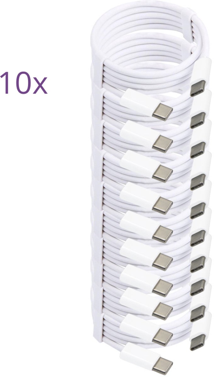 Viewr - USB-C naar USB-C kabel - 10 Stuks - 1 Meter - Oplader Kabel - Snel Lader