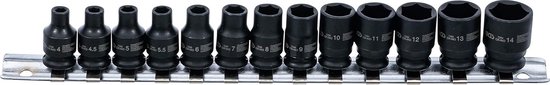 13-delige krachtdopsleutelset zeskant 4-14mm met 1/4 inch aandrijving | bol