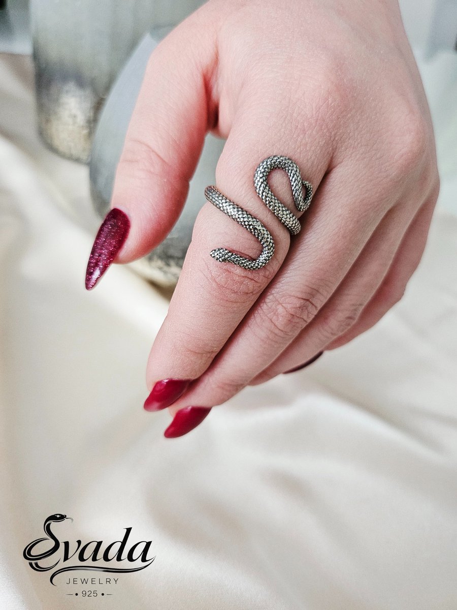 925 sterling zilver ring, slangenring dames, zilveren slang ring, vintage ring zilver, open ring dames, statement ring zilver, verstelbare ring, cadeau voor haar