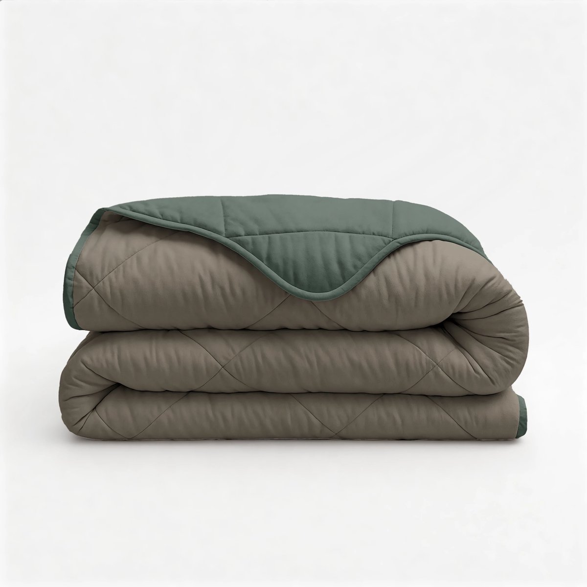 Aurello dekbed zonder overtrek Uni Tweezijdig - 140x200 cm met kussensloop - Lazy dekbed - 100% Polyester - Groen / Taupe