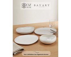 OZ HOME BAVARY Capital Servies 24-delig - Porselein - Organische Vorm - Wit - Serviesset voor 6 Personen