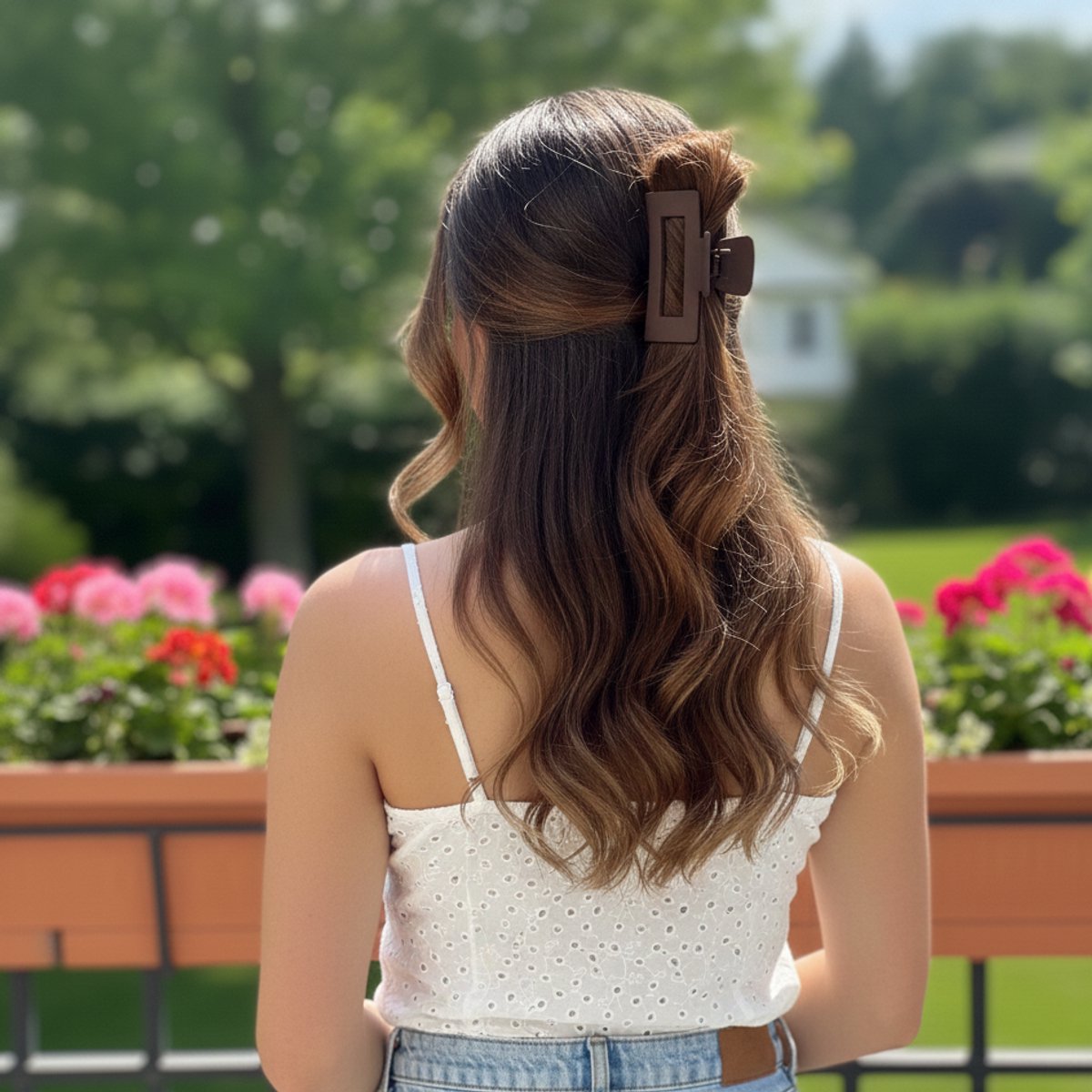 YOSMO Luxe Haarklem - Haarclip - Groot - Kleur bruin - Claw clip - Dik haar - Premium