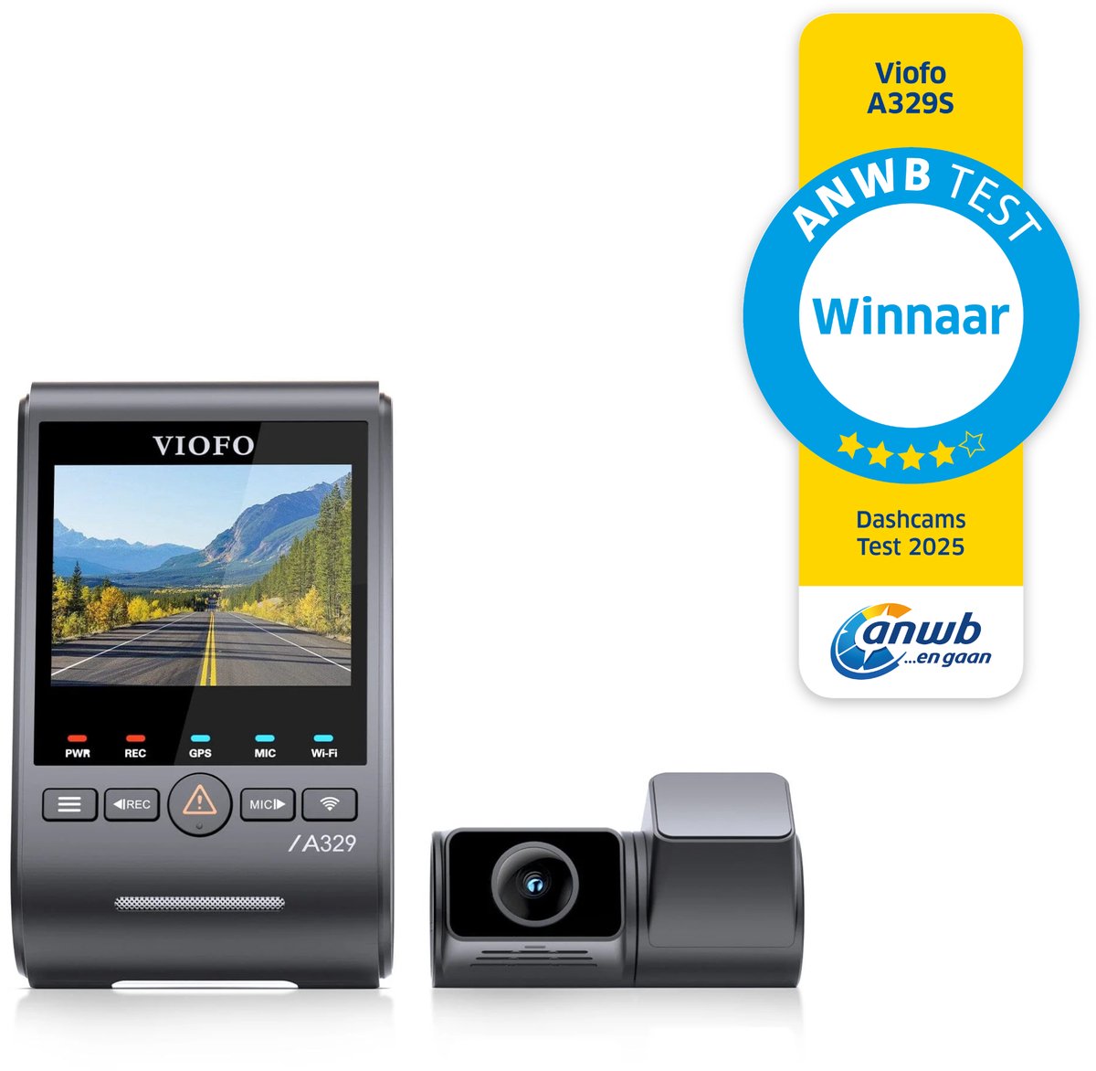 VIOFO A329S 2CH - 4K 60FPS Dashcam - Inclusief CPL filter en achtercamera - ANWB Test winnaar - 2025