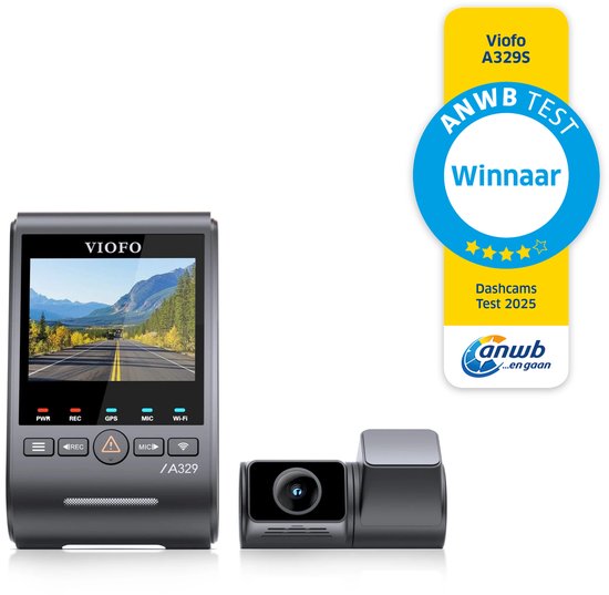 VIOFO A329S 2CH - 4K 60FPS Dashcam - Inclusief CPL filter en achtercamera - ANWB Test winnaar - 2025