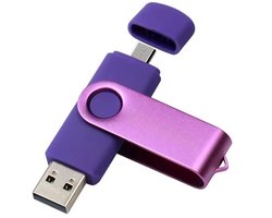 3-in-1 USB Stick 128GB – OTG Pen Drive Micro USB, Type-C & USB 3.0, Draaibare Flash Drive, Echte Capaciteit Memory Stick, Geschikt voor Smartphone, Tablet & PC-PAARS