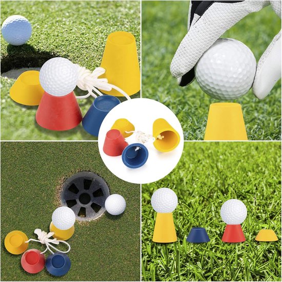 Golf tees-golf tees kunststof-golf accessoires - Rubberen wintergolftee - Verschillende hoogtes en meerdere kleuren - Set van 4 - Geel - 6x5x5cm van GOLF — afbeelding 2