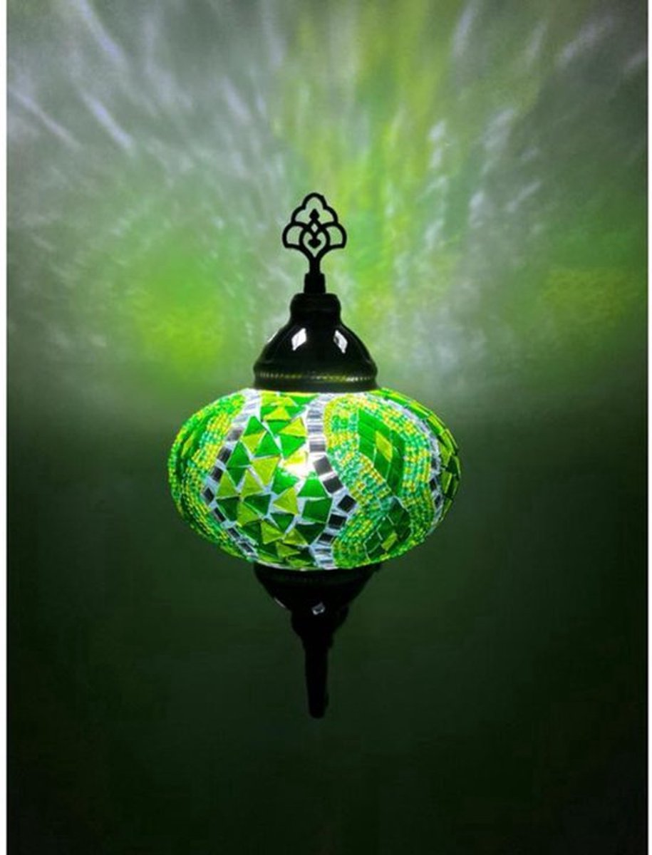 Turks mozaïek wandlamp - marokkaanse stijl - groen - handgemaakt - sfeerverlichting