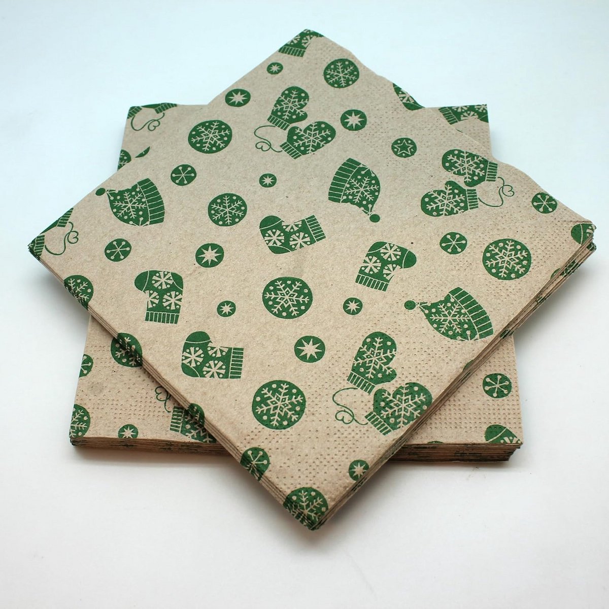 Papieren servetten 33 x 33 cm - groen, kerstmotief, 20 stuks