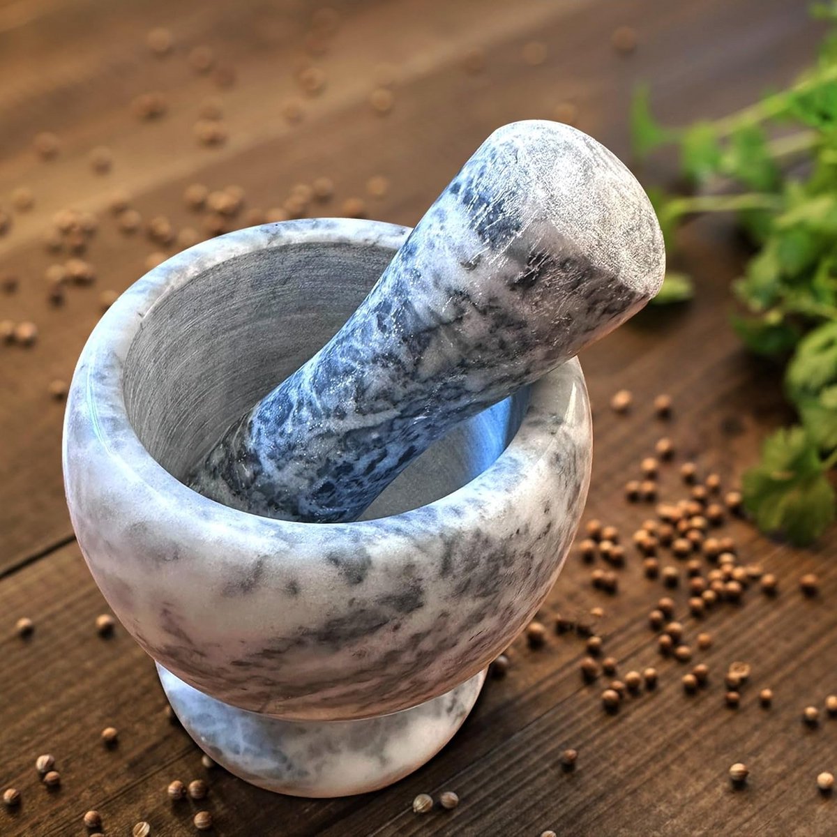 Marmeren Stamper en Kom Set - Elegante Keukenhulpmiddelen voor Kruiden en Specerijen