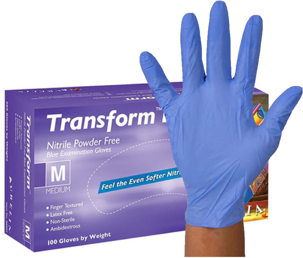 Aurelia Transform 100 wegwerphandschoenen – Onderzoekshandschoenen – Nitril – Blauw – 100 stuks – Maat L