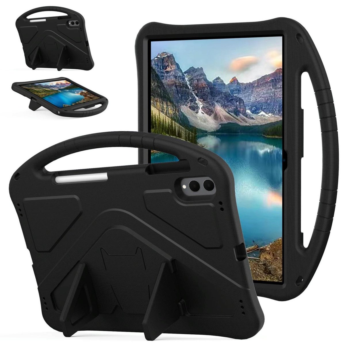 Mobigear Tablethoes geschikt voor Samsung Galaxy Tab S11 Ultra Hoes EVA Schuim | Mobigear AeroArmor Backcover + Stylus Houder | Schokbestendig Galaxy Tab S11 Ultra Telefoonhoesje | Anti Shock Proof + Standaard - Zwart