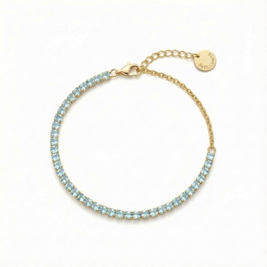 Armband Dames Goudkleurig Tennis Bracelet Geboortesteen December Blauwe Topaas Diamand