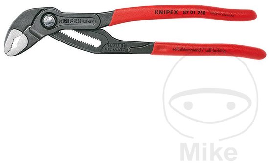 Knipex Cobra waterpomptang met rode handvatten, 250mm, made in Germany.