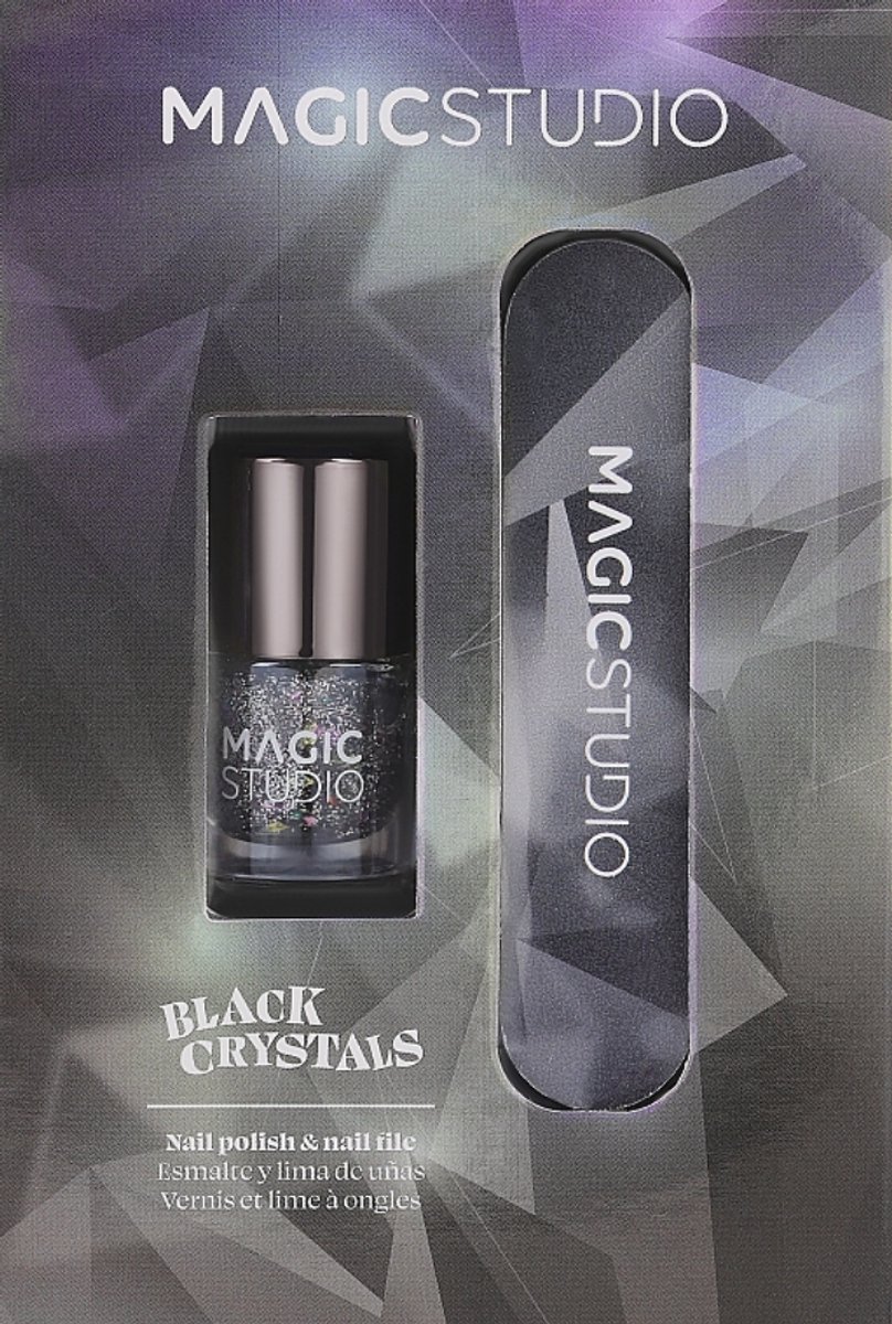 MAGIC STUDIO Black Crystals - Nagellak Set - Inclusief Vijl, Zwart, Glanzend