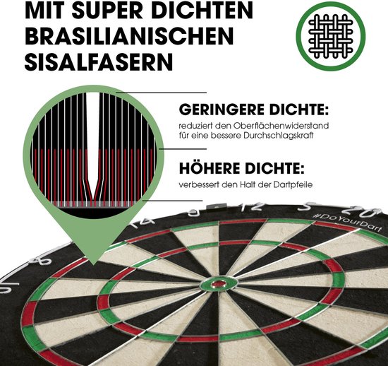 #DoYourDart dartbord - 6 dartpijlen - stalen dartpijlen incl. flight - complete dartset - sisal dartbord met dartrand - dartbord - zelfschietende Braziliaanse sisalvezels van DoYourDart — afbeelding 2